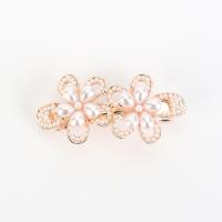 Zinc Alloy Pulling Spring Hair Clip with Plastic Pearl rose gold color plated & for woman Sold By PC