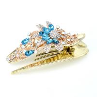 Acrylic Hair Claw Clip with Zinc Alloy Flower plated Korean style & for woman & with rhinestone Sold By PC