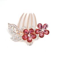Decorative Hair Combs Zinc Alloy with Resin Flower plated Korean style & for woman & with rhinestone Sold By PC