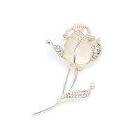 Zinc Alloy Brooch with Cats Eye plated Korean style & for woman & with rhinestone 40-65mm Sold By PC