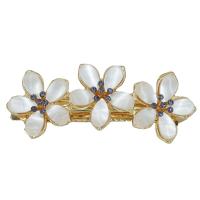 Zinc Alloy Pulling Spring Hair Clip with Cats Eye gold color plated Korean style & for woman & with rhinestone Sold By PC