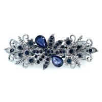Zinc Alloy Pulling Spring Hair Clip with Resin gun black plated Korean style & for woman & with rhinestone Sold By PC