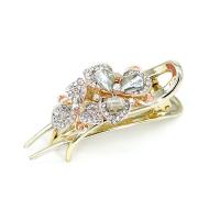 Acrylic Hair Claw Clip with Zinc Alloy Flower gold color plated Korean style & for woman & with rhinestone Sold By PC