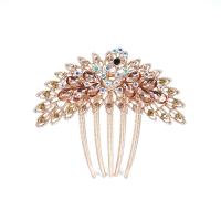 Zinc Alloy Decorative Hair Comb with Resin Peacock plated Korean style & for woman & with rhinestone Sold By PC