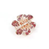 Zinc Alloy Hair Claw Clip Flower rose gold color plated Korean style & for woman & with rhinestone Sold By PC