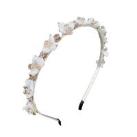 Plastic Pearl Hair Band, with Cloth, Korean style & for woman & with rhinestone, more colors for choice, 150mm, Sold By PC