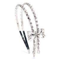 Tibetan Style Hair Band, Bowknot, platinum color plated, Double Layer & Korean style & for woman & with rhinestone, 150mm, Sold By PC