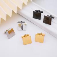Cufflinks, 304 Stainless Steel, Square, Vacuum Ion Plating, 2 pieces & different size for choice & for man, more colors for choice, Sold By Pair