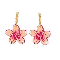 Zinc Alloy Drop Earrings with Acrylic gold color plated fashion jewelry & for woman pink nickel lead & cadmium free Sold By Pair