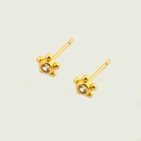 Messing oorbellen met micro-paved kubieke zirconia's, gold plated, mode sieraden & micro pave zirconia & voor vrouw, gouden, 6x6mm, Verkocht door pair