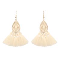Fashion Fringe Earrings Zinc Alloy with Polyester Yarns gold color plated fashion jewelry & for woman & enamel Sold By Pair