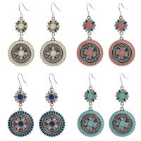 Tibetan Style Drop Earrings, plated, fashion jewelry & for woman & enamel, more colors for choice, 63x27mm, Sold By Pair