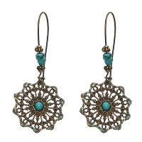 Zinc Alloy Drop Earrings with Polyester Yarns & turquoise plated fashion jewelry & for woman Sold By Pair