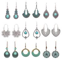 Tibetan Style Drop Earrings, with turquoise, plated, fashion jewelry & for woman, more colors for choice, Sold By Pair