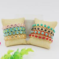 Tibetan Style Bracelet, with Elastic Thread & Crystal & Resin, gold color plated, fashion jewelry & Bohemian style & stoving varnish & Unisex & different styles for choice, more colors for choice, nickel, lead & cadmium free, Inner Diameter:Approx 55mm, Sold By PC