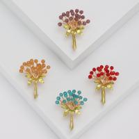 Tibetan Style Brooches, with Rhinestone, Bouquet, gold color plated, fashion jewelry & Unisex & enamel, more colors for choice, nickel, lead & cadmium free, 32x43mm, Sold By PC