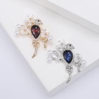 Zinc Alloy Brooches with ABS Plastic Pearl Bird plated fashion jewelry & for woman & with rhinestone nickel lead & cadmium free Sold By PC