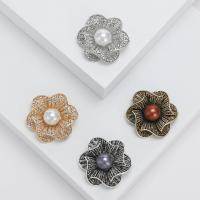 Zinc Alloy Brooches with Plastic Pearl Flower plated vintage & fashion jewelry & for woman & with rhinestone nickel lead & cadmium free Sold By PC