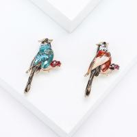 Zinc Alloy Brooches Bird gold color plated fashion jewelry & for woman & enamel & with rhinestone nickel lead & cadmium free Sold By PC