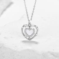 Cubic Zircon Micro Pave 925 Sterling Silver Necklace with 1.97inch extender chain Heart and Cross fashion jewelry & micro pave cubic zirconia & for woman nickel lead & cadmium free Length Approx 15.74 Inch Sold By PC