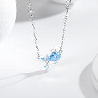 Cubic Zircon Micro Pave 925 Sterling Silver Necklace with 1.97inch extender chain Fish fashion jewelry & micro pave cubic zirconia & for woman nickel lead & cadmium free Length Approx 15.74 Inch Sold By PC
