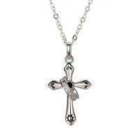 Cubic Zircon Micro Pave 925 Sterling Silver Necklace with 1.97inch extender chain Cross fashion jewelry & micro pave cubic zirconia & for man nickel lead & cadmium free Length Approx 19.68 Inch Sold By PC