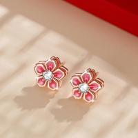 Cubic Zirconia Micro Pave Sterling Silver Earring 925 Sterling Silver Flower fashion jewelry & micro pave cubic zirconia & for woman nickel lead & cadmium free Sold By Pair