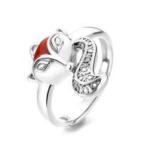 Sterling Silver Κοσμήματα δάχτυλο του δακτυλίου, 925 ασημένιο ασήμι, με Γιουνάν Red Agate, Αλεπού, κοσμήματα μόδας & για τη γυναίκα, νικέλιο, μόλυβδο και κάδμιο ελεύθεροι, 18mm, Sold Με PC