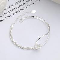 925 Sterling Silver Bangle Bracelet, with 1.18inch extender chain, bright silver color plated, fashion jewelry & for woman, nickel, lead & cadmium free, Length:Approx 5.9 Inch, Sold By PC