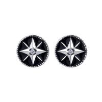 925 Sterling Silver Stud Earrings Antique finish fashion jewelry & for woman & enamel nickel lead & cadmium free 10mm Sold By Pair