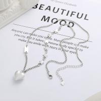 925 Sterling Silver Necklaces, with 1.97inch extender chain, Heart, Antique finish, fashion jewelry & for woman, nickel, lead & cadmium free, Length:Approx 17.71 Inch, Sold By PC