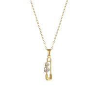 Stainless Steel Jewelry Necklace, 304 Stainless Steel, with 1.97inch extender chain, Vacuum Plating, fashion jewelry & micro pave cubic zirconia & for woman, golden, 26x7mm, Length:Approx 15.75 Inch, Sold By PC
