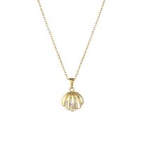 Stainless Steel Jewelry Necklace 304 Stainless Steel with Cubic Zirconia with 1.97inch extender chain Shell Vacuum Plating fashion jewelry & for woman golden Sold Per Approx 15.75 Inch Strand