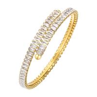 Stainless Steel Bangle, 304 Stainless Steel, 18K gold plated, fashion jewelry & micro pave cubic zirconia & for woman, golden, Sold By PC