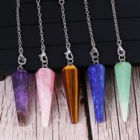 Gemstone Pendants Jewelry, with Brass, Conical, different materials for choice, 47.10x12.70mm, Sold By PC