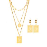 Jewelry Sets, Titanium Steel, with 1.97inch extender chain, plated, three layers & different styles for choice & for woman, golden, 19*13mm,32*12mm, Length:Approx 15.75 Inch, Approx 17.32 Inch, Approx 19.29 Inch, Sold By PC