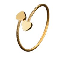 Stainless Steel Bangle, 304 Stainless Steel, Heart, plated, Adjustable & fashion jewelry & for woman, golden, Inner Diameter:Approx 55mm, Sold By PC