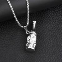 Zinc Alloy Jewelry Necklace with 304 Stainless Steel Bottle plated fashion jewelry silver color nickel lead & cadmium free Length 70 cm Sold By PC