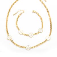 Brass Jewelry Set bracelet & necklace plated fashion jewelry & enamel golden nickel lead & cadmium free Sold By PC