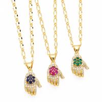 Cubic Zircon Micro Pave Brass Necklace with 5cm extender chain Hand plated fashion jewelry & micro pave cubic zirconia nickel lead & cadmium free Length 45 cm Sold By PC