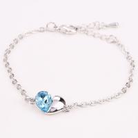 Tibetan Style Bracelet, with 3.5MM extender chain, Heart, fashion jewelry & for woman & with rhinestone, more colors for choice, nickel, lead & cadmium free, Length:Approx 17 cm, Sold By PC