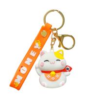 Tibetan Style Key Clasp, Soft PVC, with Tibetan Style, Fortune Cat, cute & Unisex, more colors for choice, Sold By PC