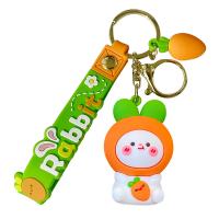 Tibetan Style Key Clasp, Soft PVC, with Tibetan Style, Carrot, cute & Unisex & different styles for choice, orange, Sold By PC