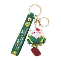 Tibetan Style Key Clasp, Soft PVC, with Tibetan Style, Rice Dumpling, cute & Unisex & different styles for choice, green, Sold By PC