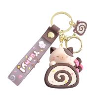 Tibetan Style Key Clasp, Soft PVC, with Tibetan Style, Cat, cute & Unisex, more colors for choice, Sold By PC