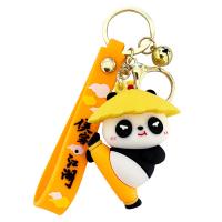 Tibetan Style Key Clasp, Soft PVC, with Tibetan Style, Panda, cute & Unisex & different styles for choice, yellow, Sold By PC