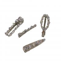 Alligator Hair Clip Zinc Alloy plated & micro pave cubic zirconia & for woman silver color Sold By PC