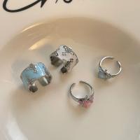 Zink Alloy Finger Ring, plated, olika stilar för val & för kvinna & emalj, fler färger för val, Säljs av PC