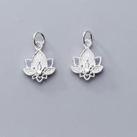 925 Sterling Silver Pendant, Flower, plated, DIY, silver color, 16x13x3mm, Sold By PC