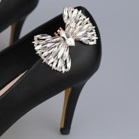 aleación de zinc Cierre de zapatos, desmontable & diseño bowknot & con diamantes de imitación, más colores para la opción, libre de níquel, plomo & cadmio, 6.1cmu00d74.5cm, Vendido por UD